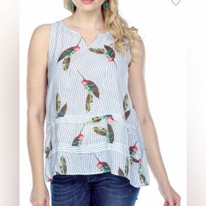 Floral Feather Print Sleeveless Camisole